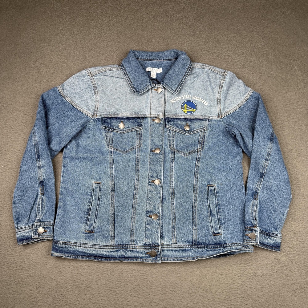 Golden State Warriors Jacket Womens Small Blue Denim Jean WEAR Erin Andrews